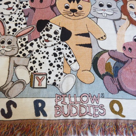 1996 Goodwin Weavers Pillow Buddies Kids Tapestry Throw Blanket Nursery Animals - Picture 15 of 16